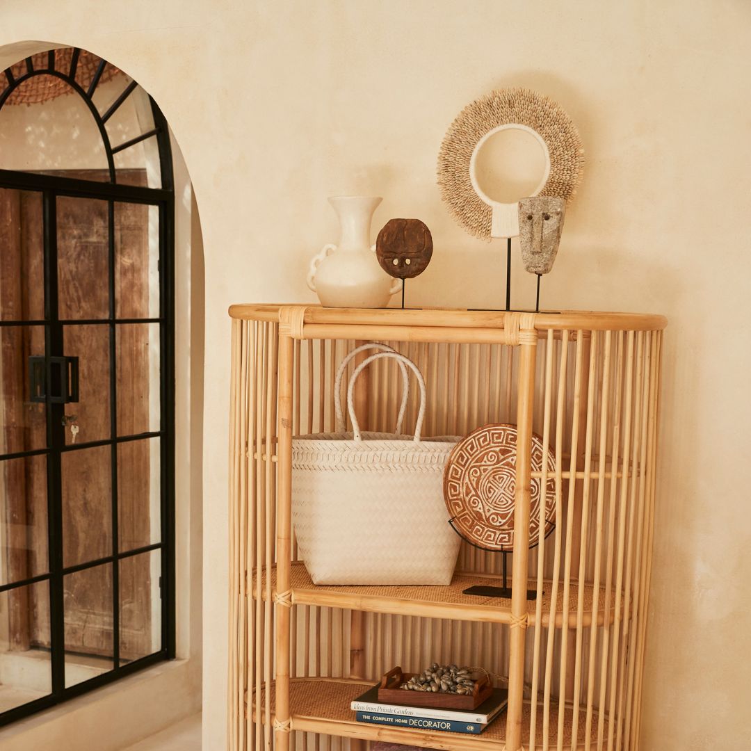 Woven Rattan Tote Bag | White