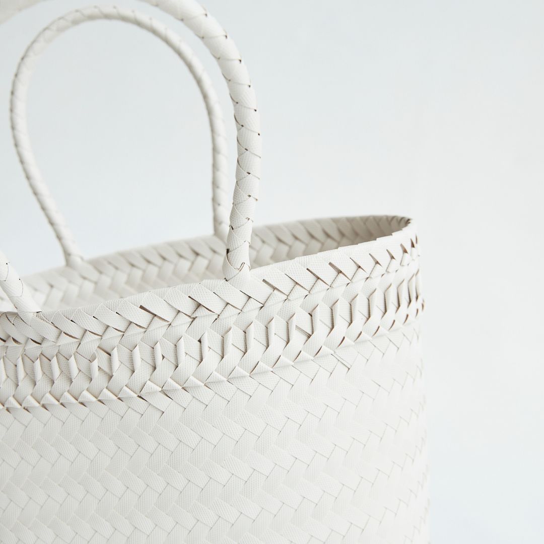 Woven Rattan Tote Bag | White