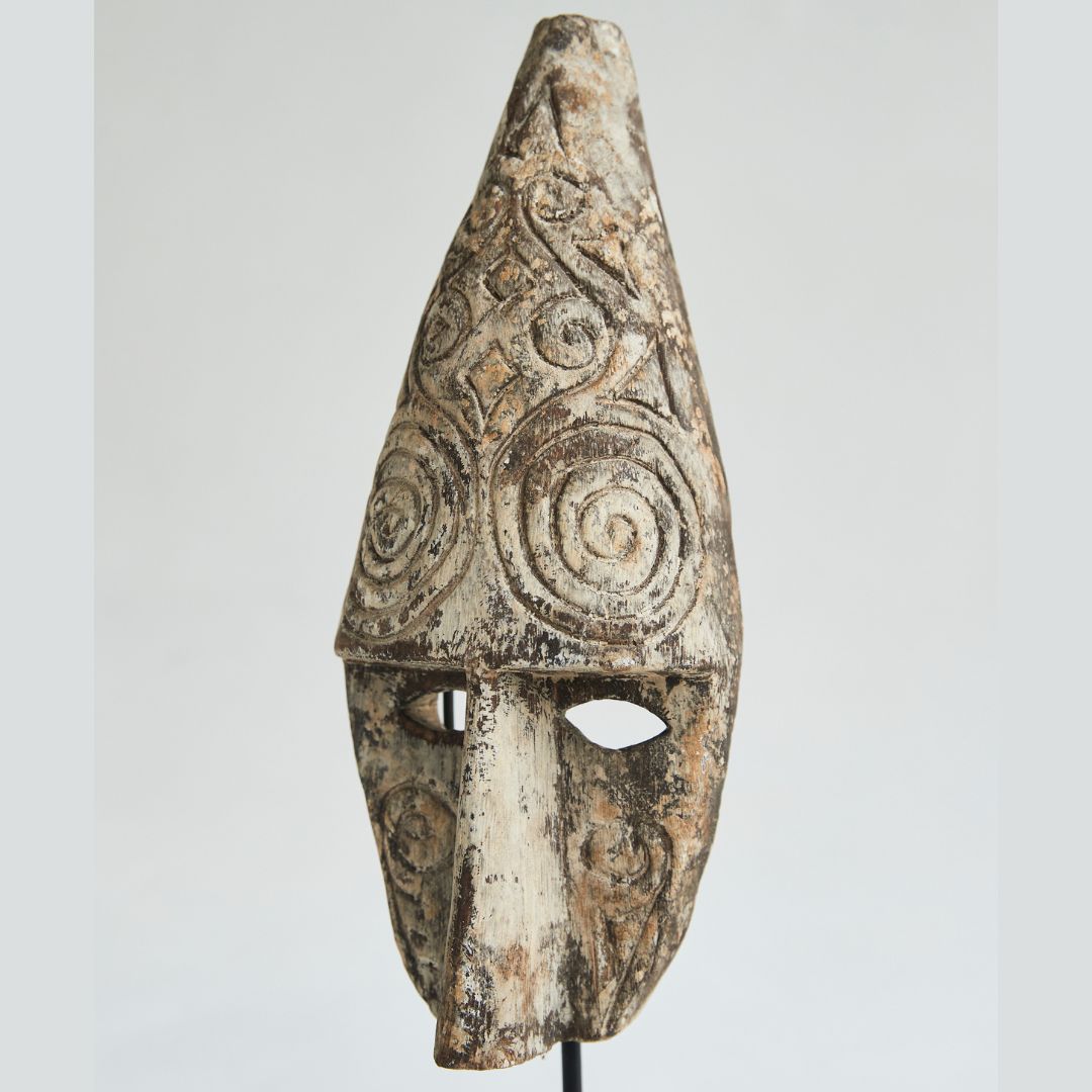 Antique Wooden Tribal Mask on Stand