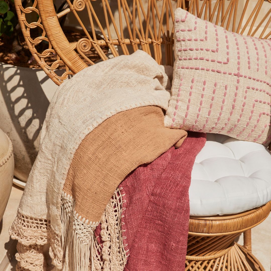 Geometric Cushion | Blush Embellishment