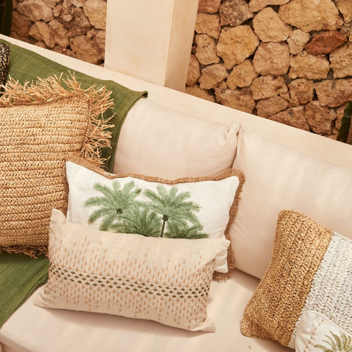 Cocos Palm Cushion with Fringe