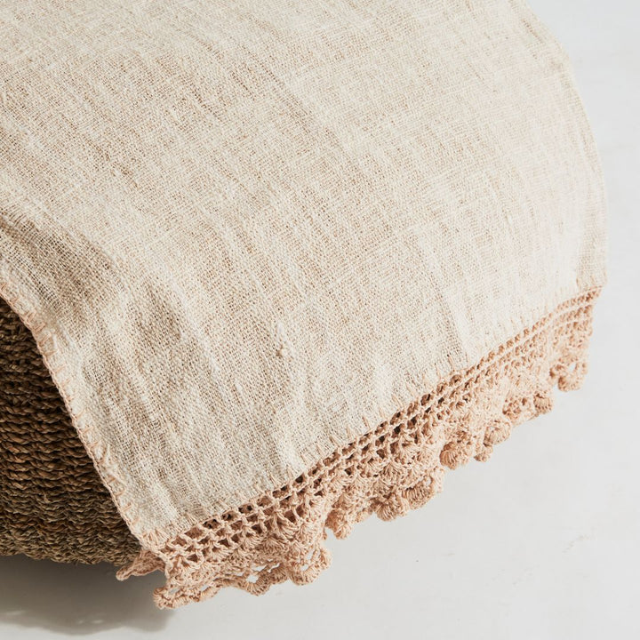 Cotton Throw Rug with Crochet Edge
