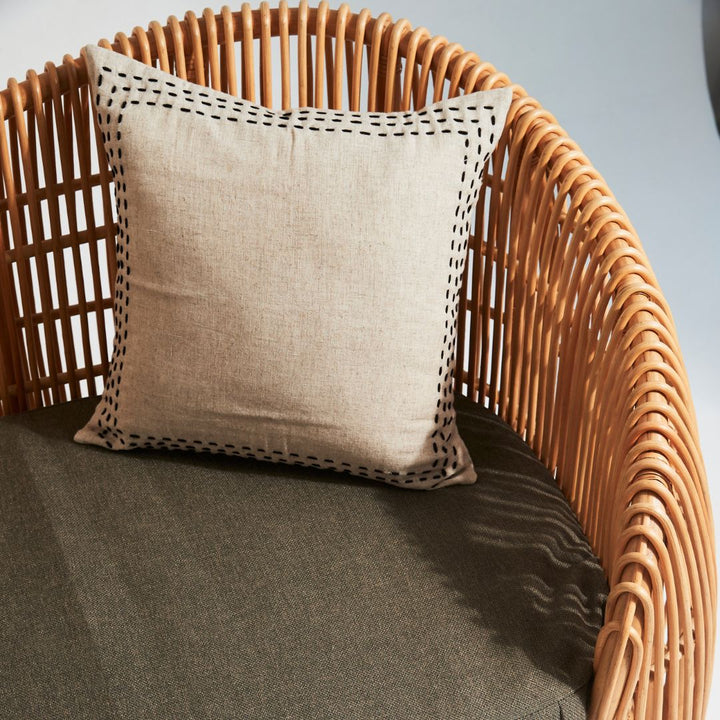Linen Cushion with Stitched Border