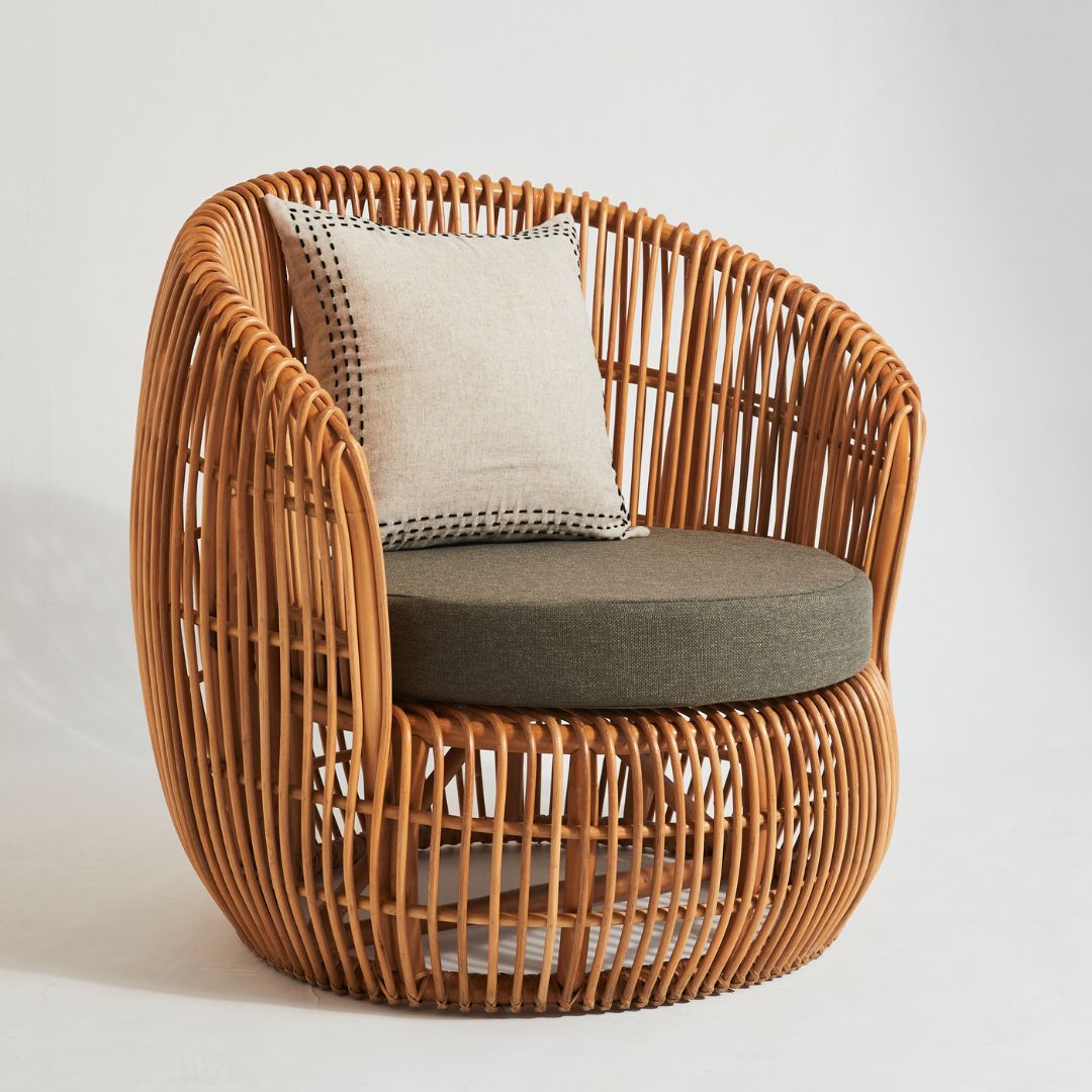 Linen Cushion with Stitched Border