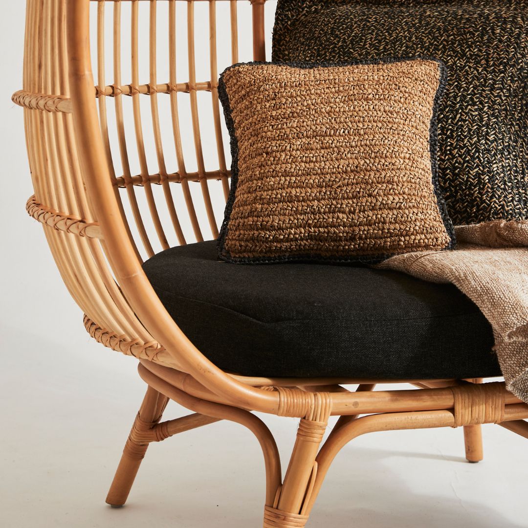Raffia Cushion with Black Border