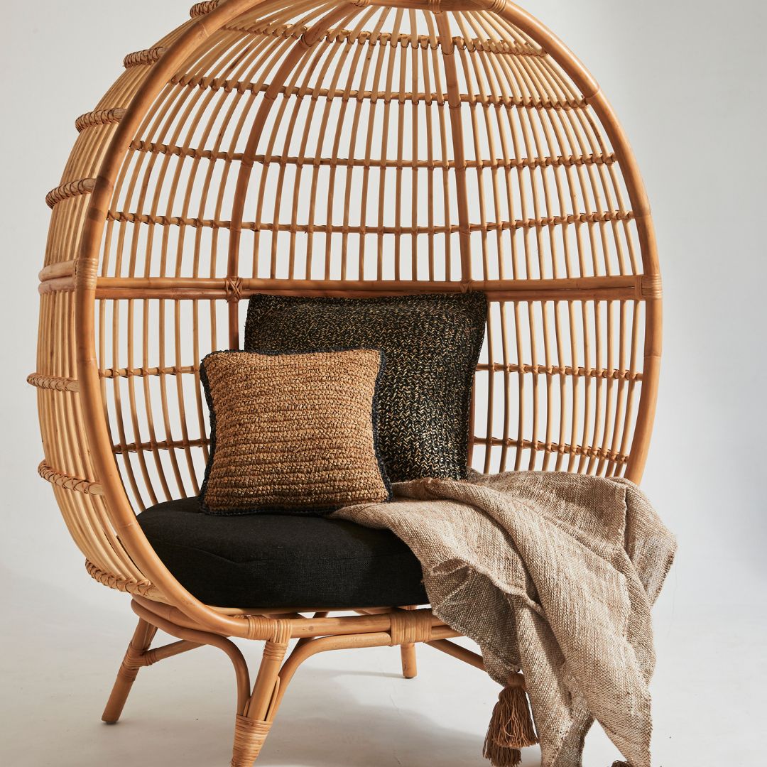 Raffia Cushion with Black Border