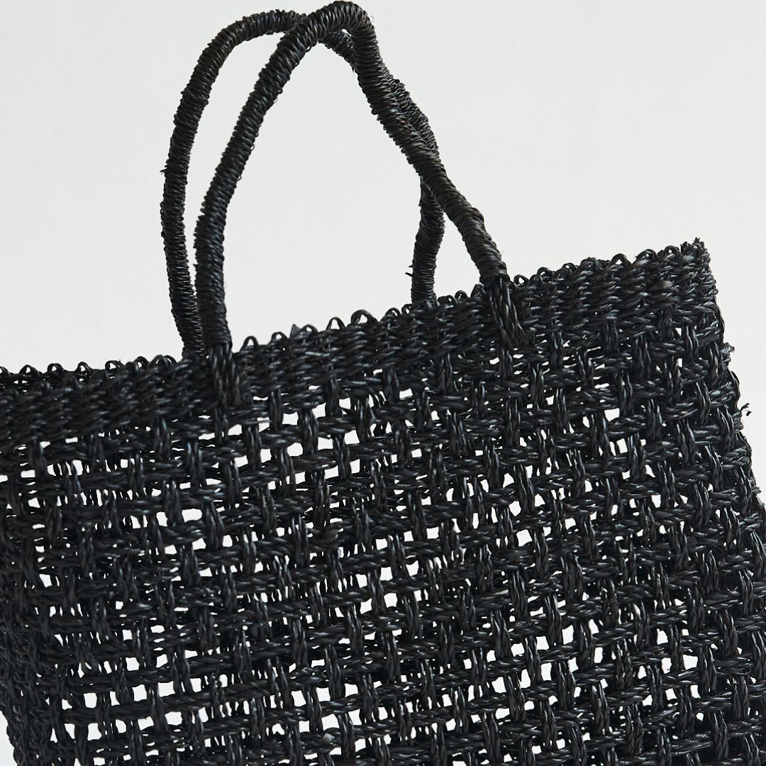 Woven Rattan Tote Bag | Black