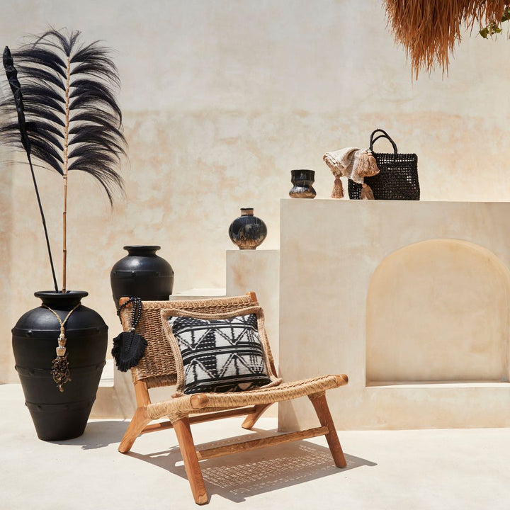 Woven Rattan Tote Bag | Black