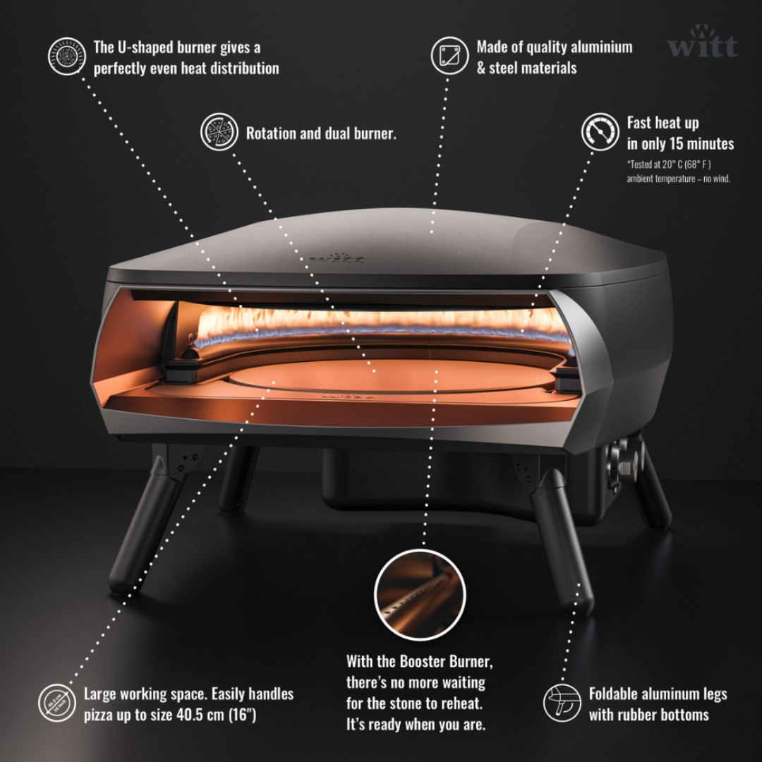 WITT Etna Rotante Gas Powered Pizza Oven w/ Rotating Stone 16"