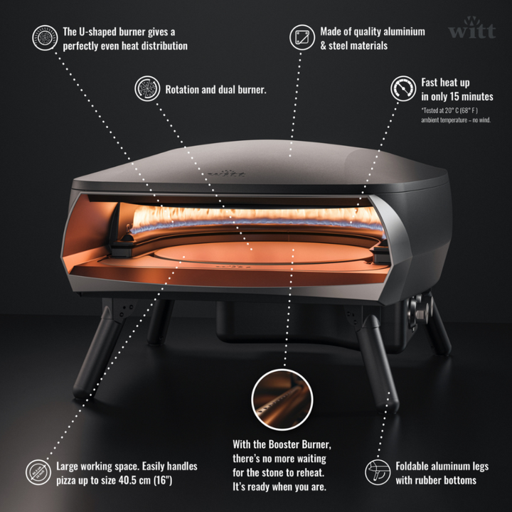 WITT Etna Rotante Gas Powered Pizza Oven w/ Rotating Stone 16"