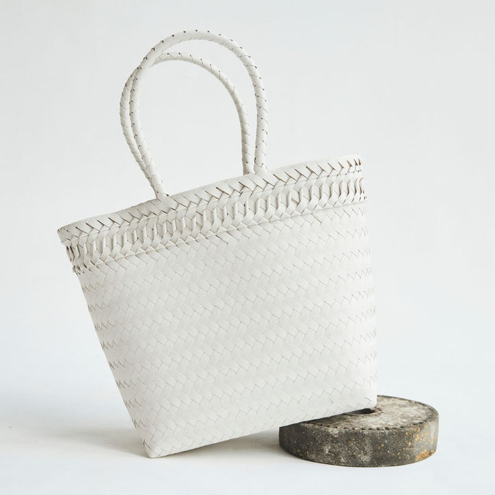 Woven Rattan Tote Bag | White
