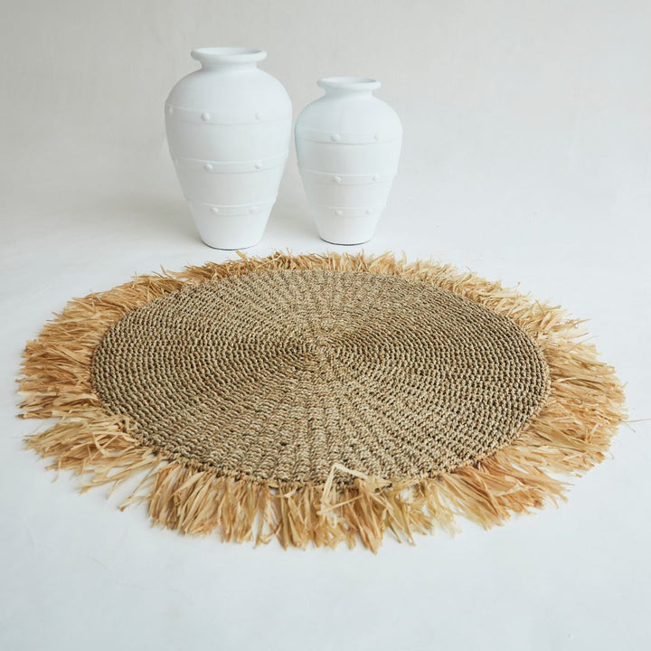 Raffia Rug | Round with Seagrass Fringe