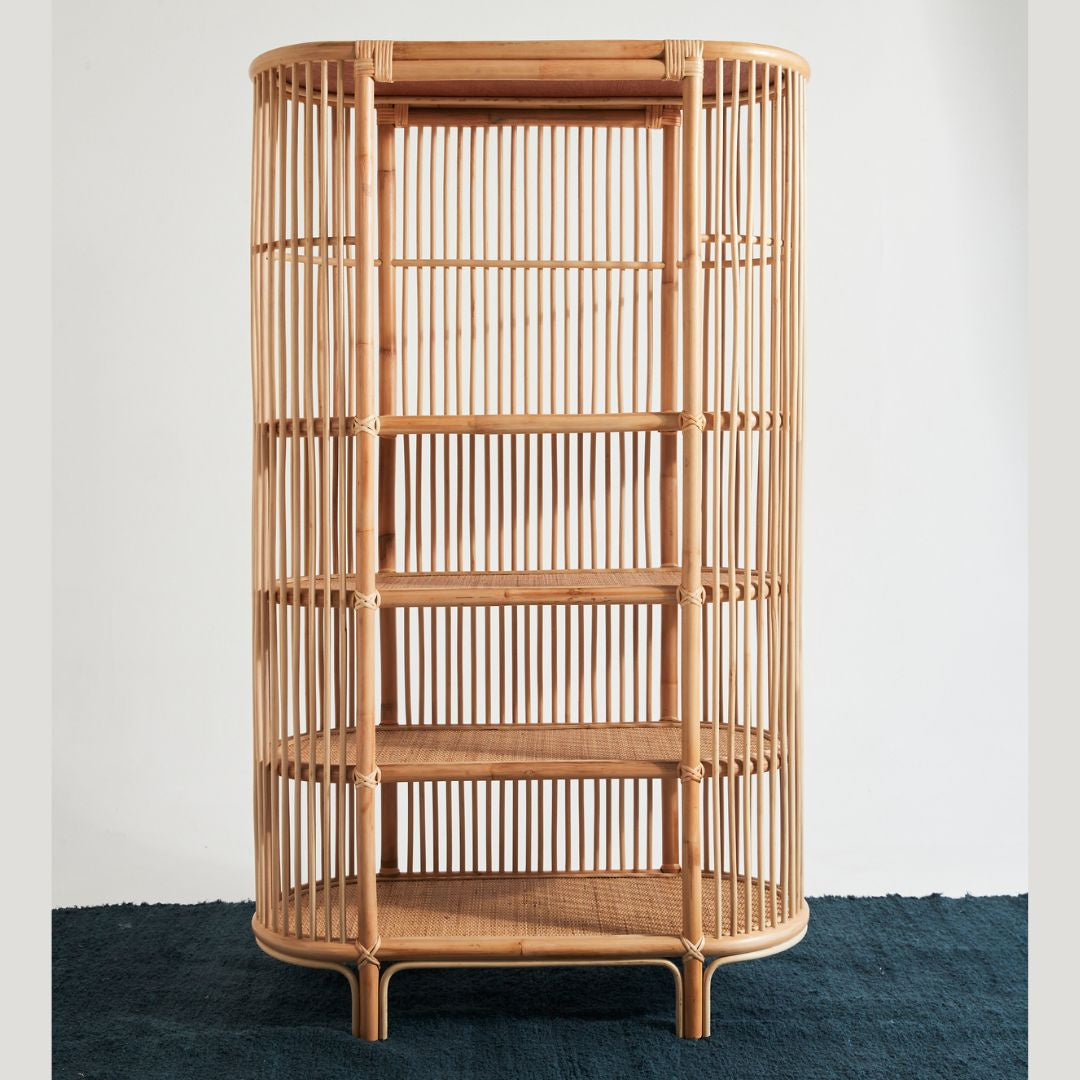 棚・シェルフ・ラック 70s Rattan shelf Natural Rattan Bookshelf – All Spa Superstore