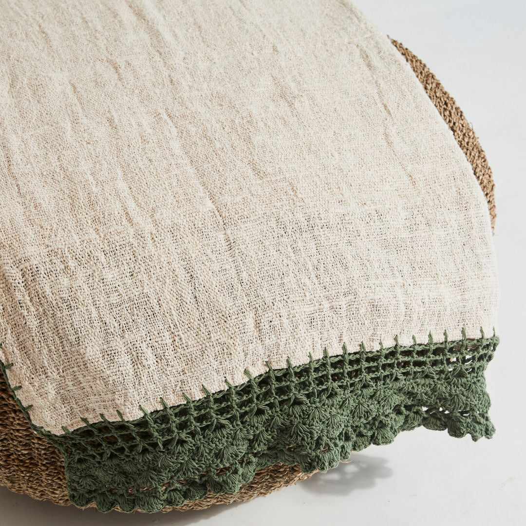 Cotton Throw Rug with Crochet Edge