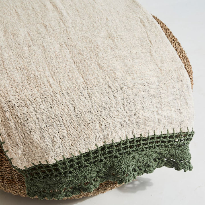 Cotton Throw Rug with Crochet Edge