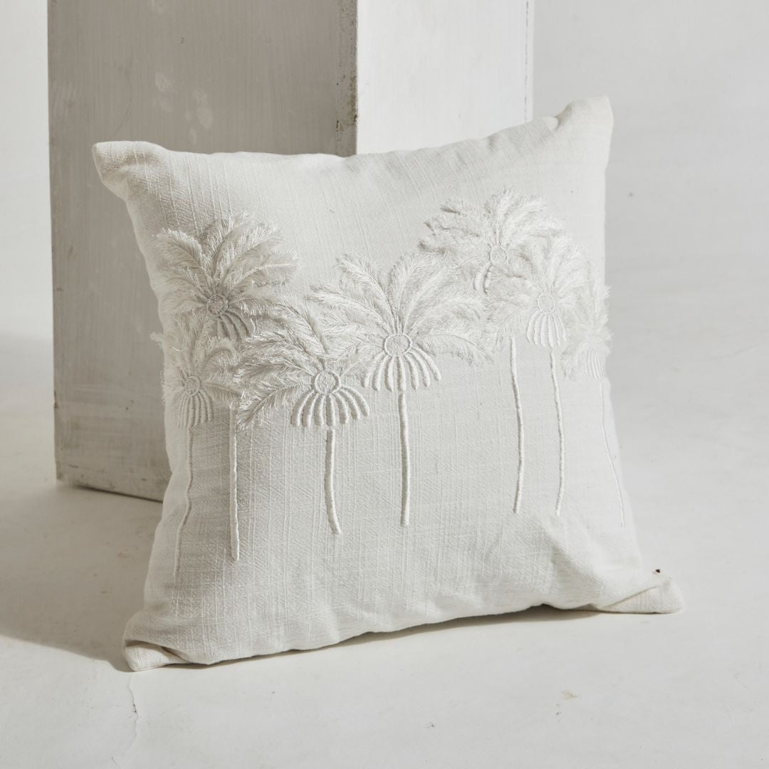 White Palm Grove Cushion