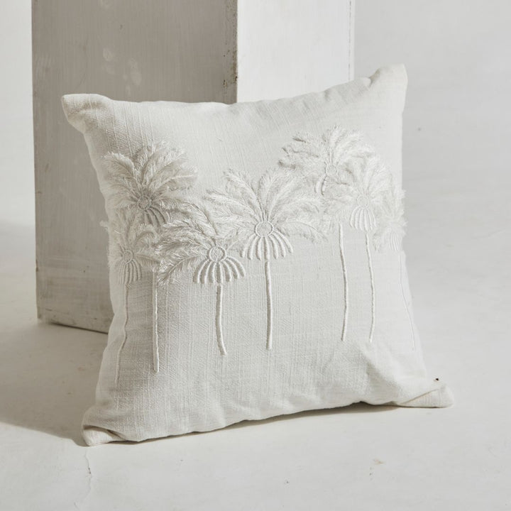 White Palm Grove Cushion