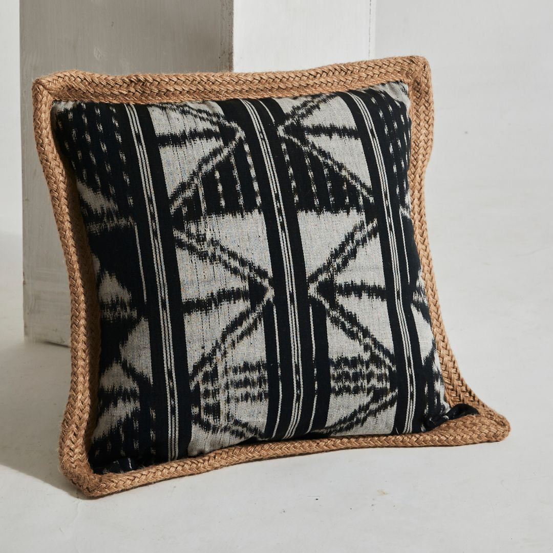 Tribal Cushion with Raffia Edging