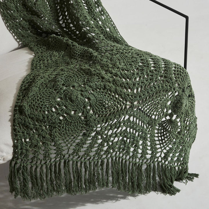 Crocheted Throw with Tassels