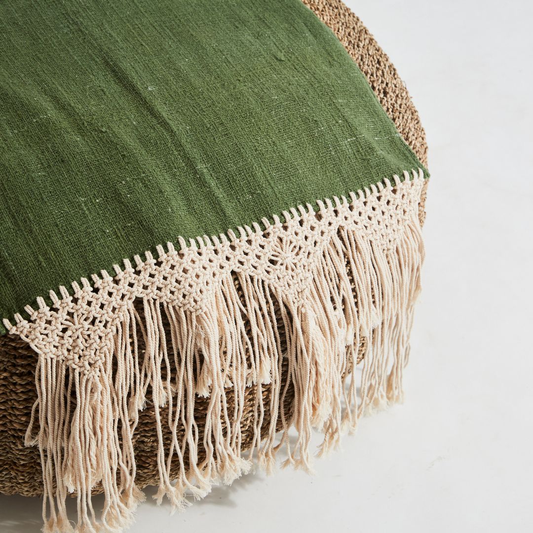 Cotton Throw with Macrame Edge and Tassels