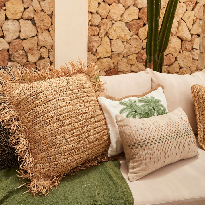 Cocos Palm Cushion with Fringe