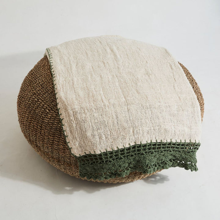 Cotton Throw Rug with Crochet Edge
