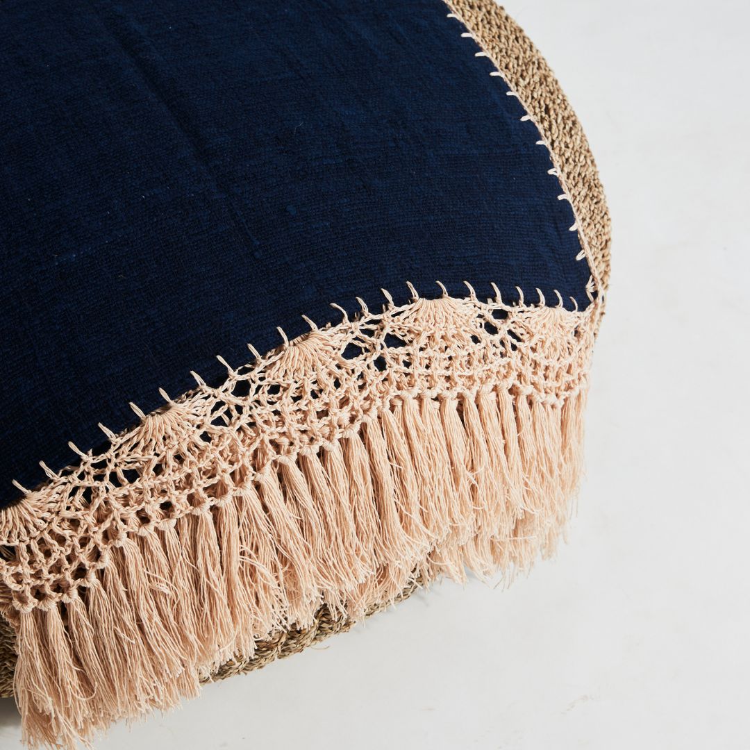 Cotton Throw with Macrame Edge and Tassels