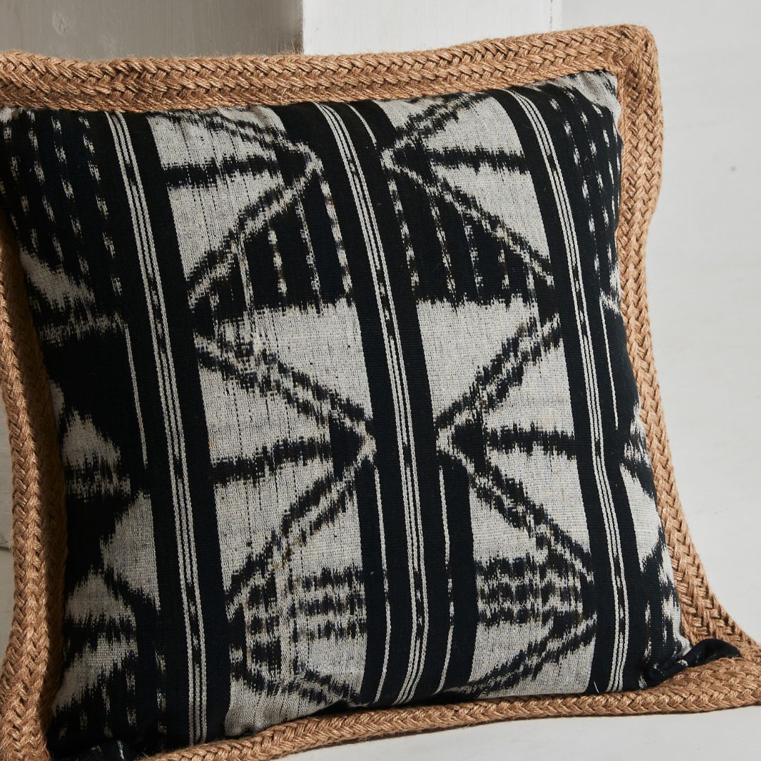 Tribal Cushion with Raffia Edging