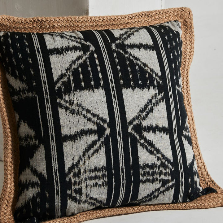 Tribal Cushion with Raffia Edging