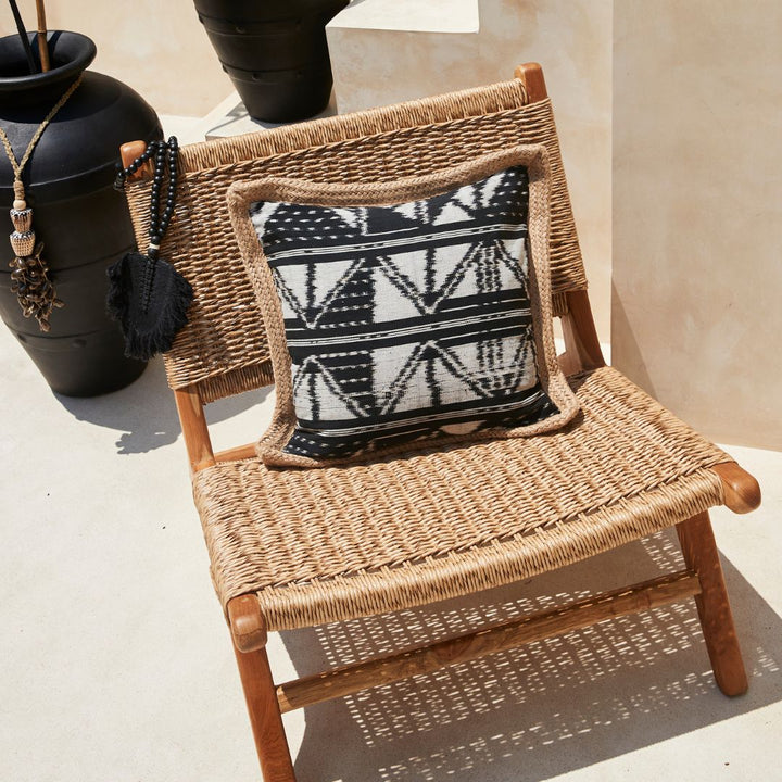 Tribal Cushion with Raffia Edging