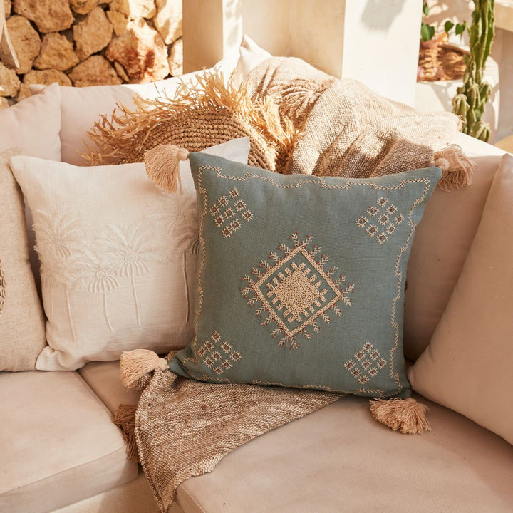 White Palm Grove Cushion