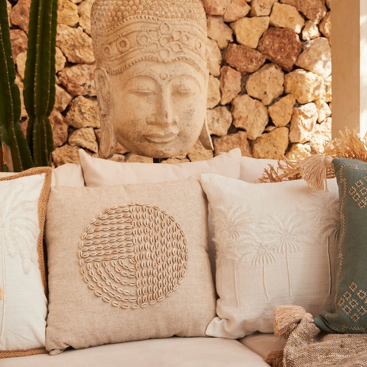 White Palm Grove Cushion