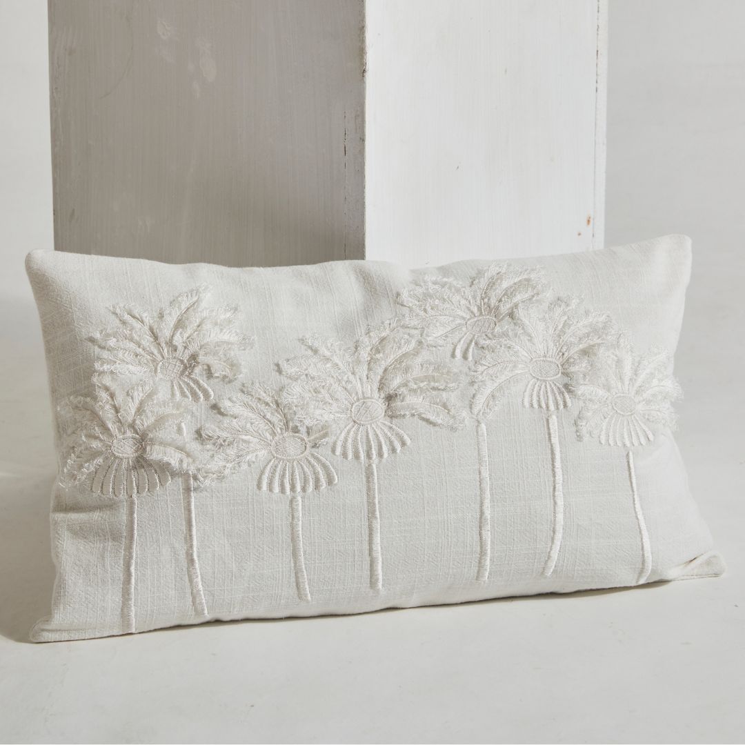 White Palm Grove Cushion