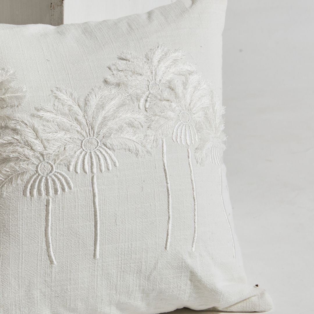White Palm Grove Cushion
