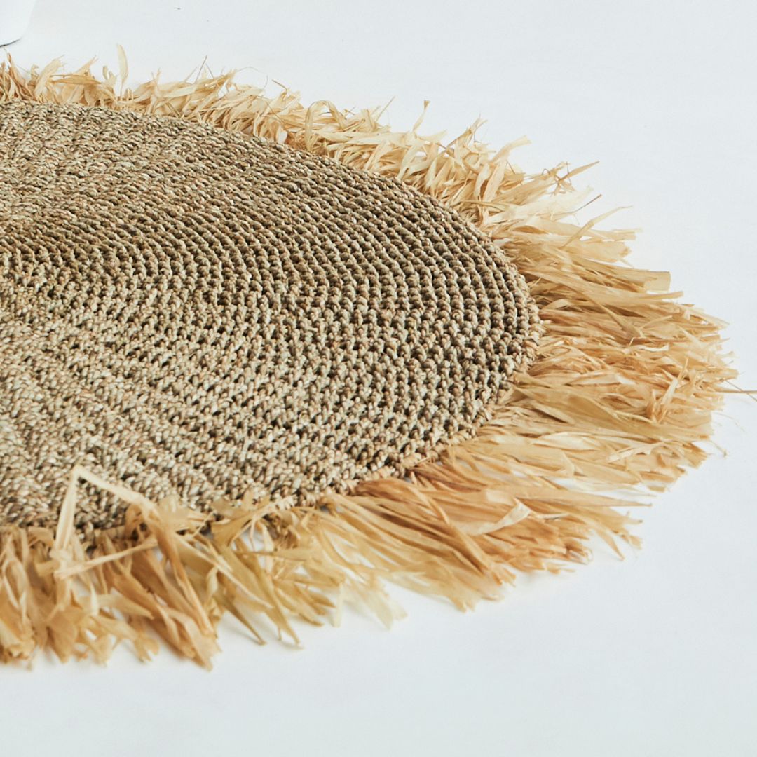 Raffia Rug | Round with Seagrass Fringe