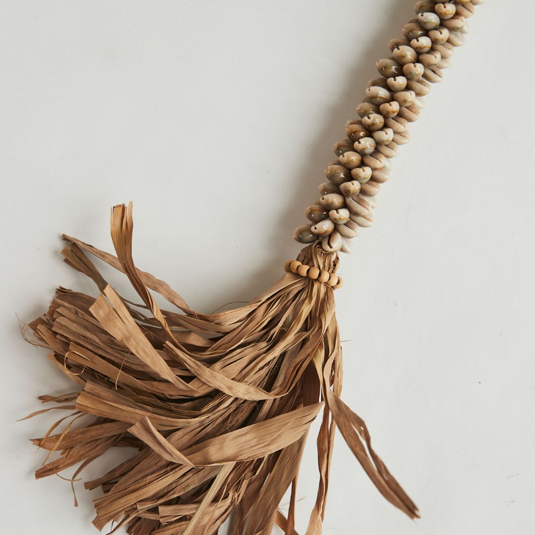 Seagrass Tassel with Cowrie Shell Beading