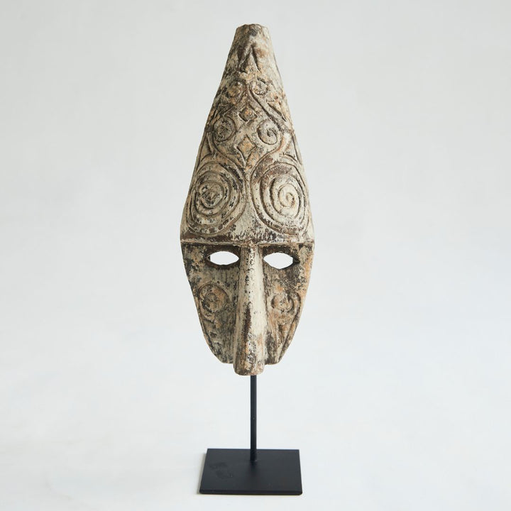 Antique Wooden Tribal Mask on Stand
