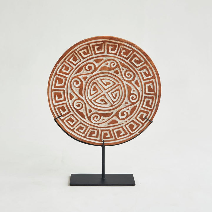 Wooden Tribal Carved Plate on Stand.
