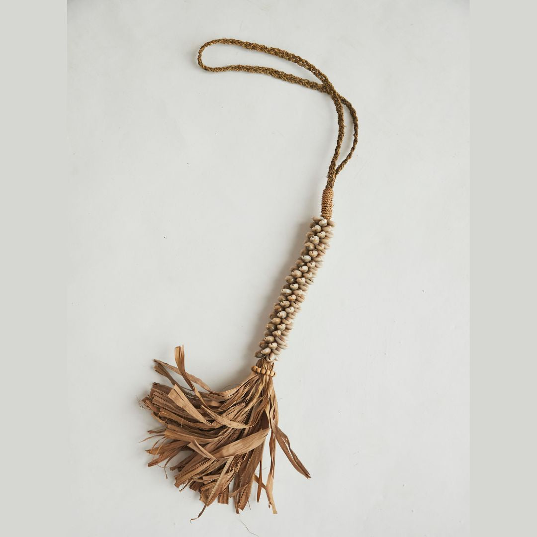 Seagrass Tassel with Cowrie Shell Beading