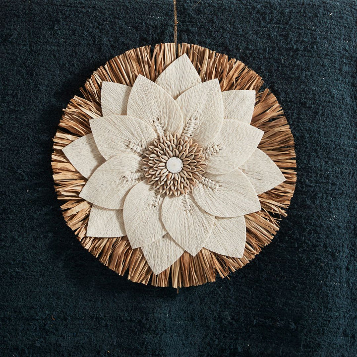 Lotus Macrame and Raffia Wall Hanging