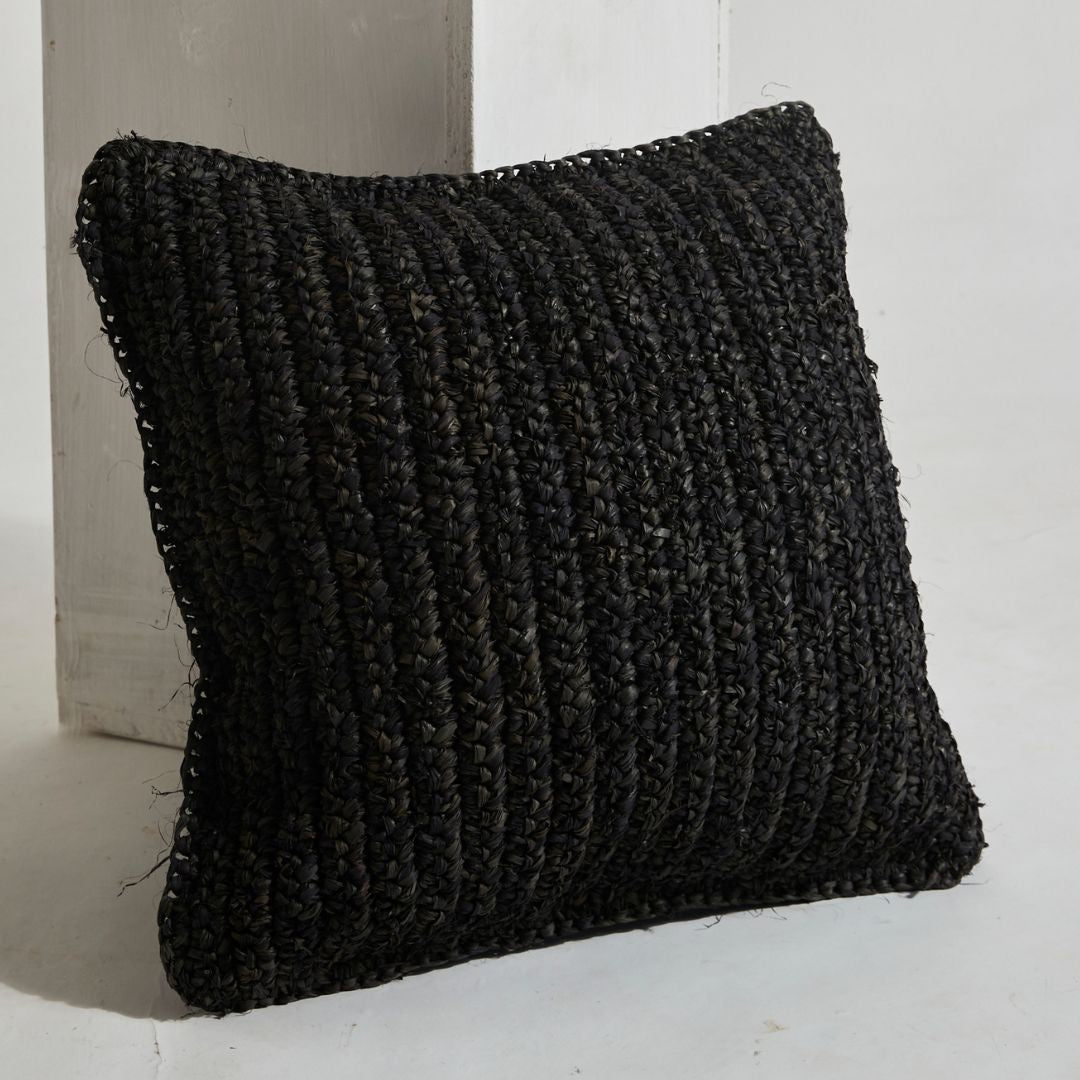 Raffia Cushion | Black