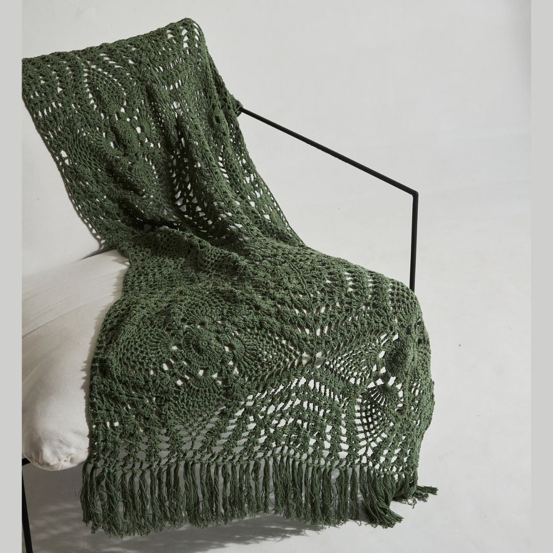 Crocheted Throw with Tassels